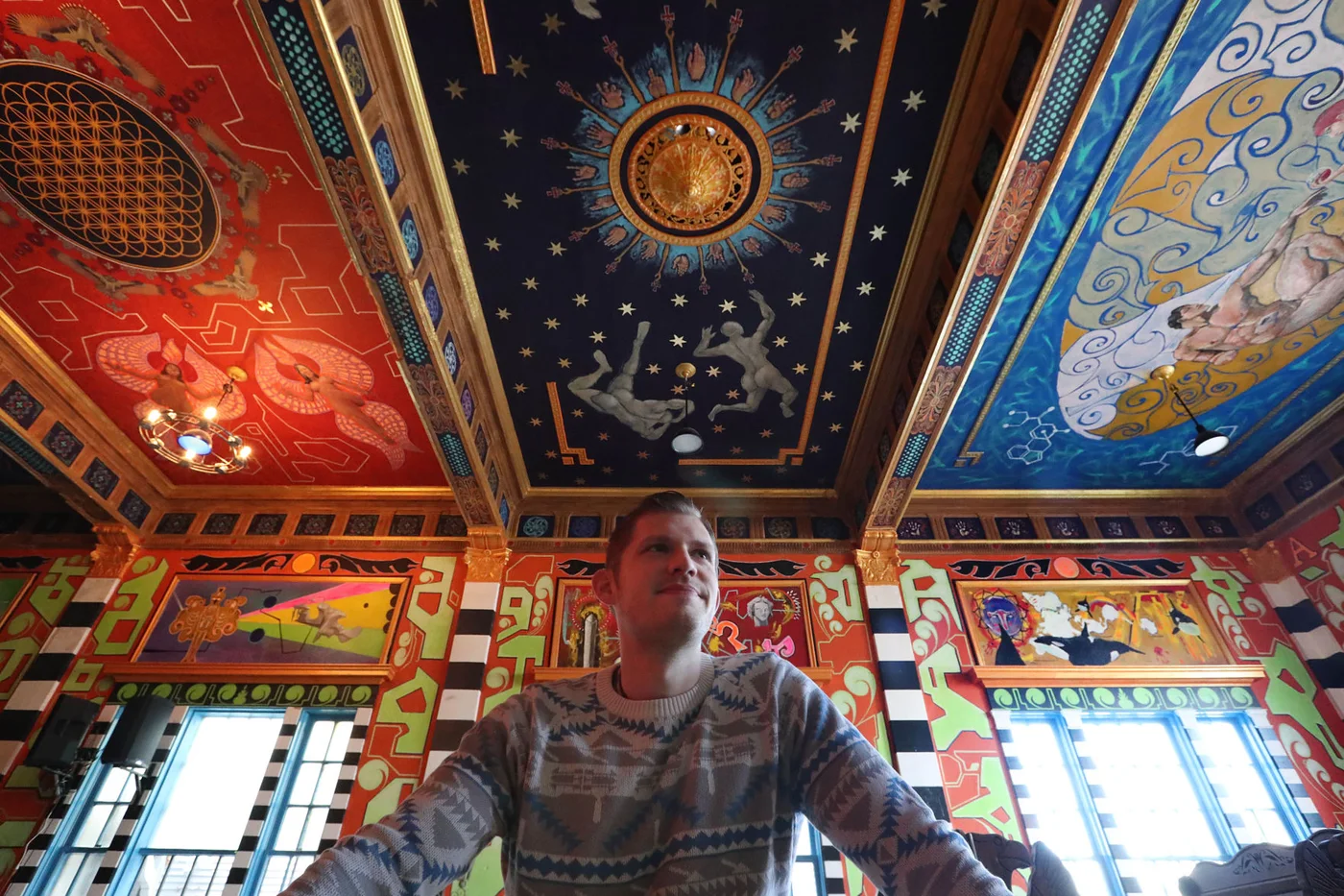 Jeremy Twiss, an untrained artist and former cook at Sweet_ness 7 Cafe, created a sprawling series of murals inside the Tabernacle on Grant Street